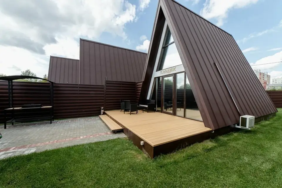 Домик A-frame в стиле лофт у Оки, 7 одинаковых домиков