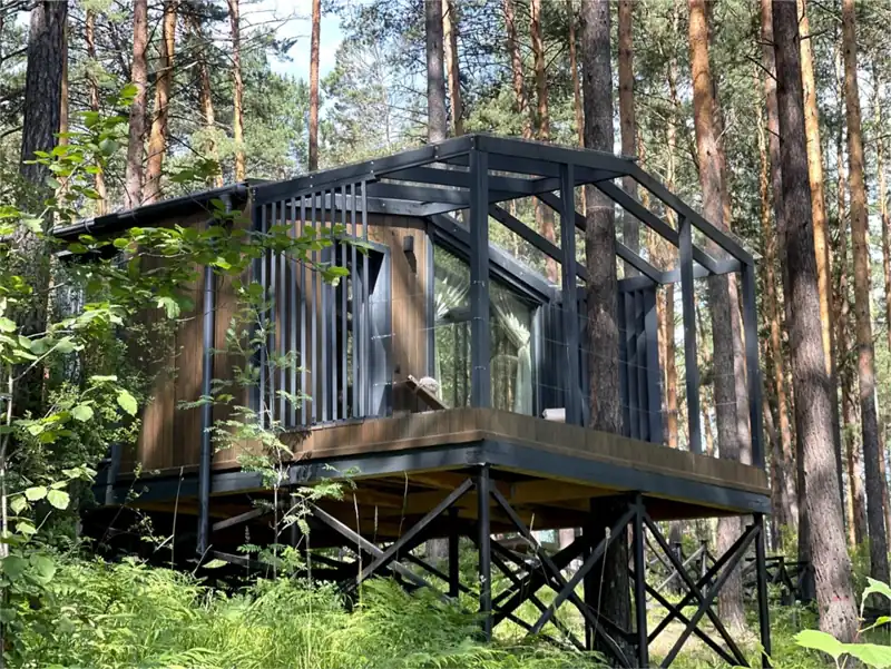 Дом-люкс 30 м² с панорамными окнами в соснах