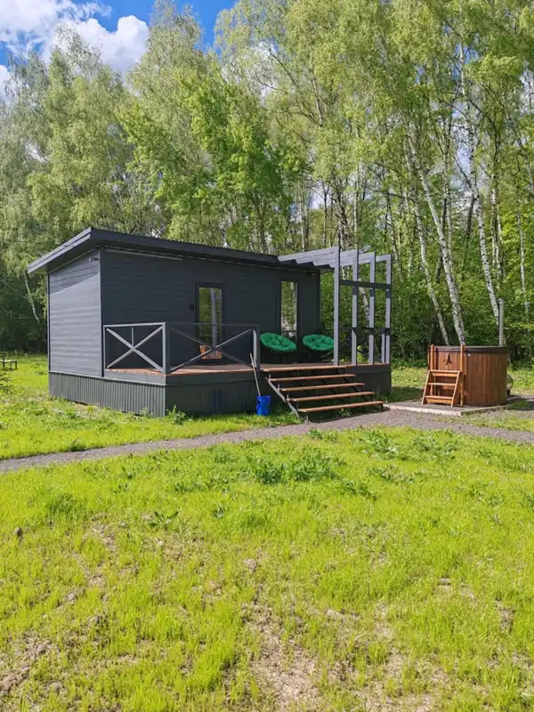 Дом-пергола 24 м² с фурако и креслами-гнёздами