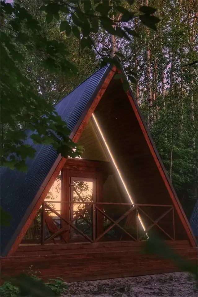 A-frame коттедж с террасой на Волгу и мангалом