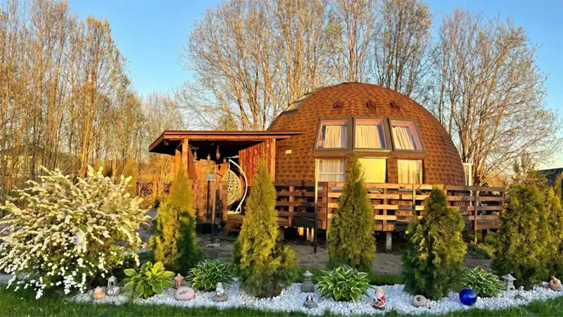 Купольный дом-сфера 120 м² с крытой террасой до 10 гостей (2 дома)