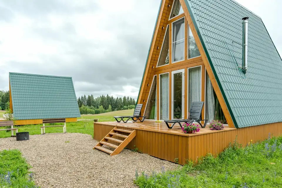 А-фрейм Medium 85 м² с печью-камином