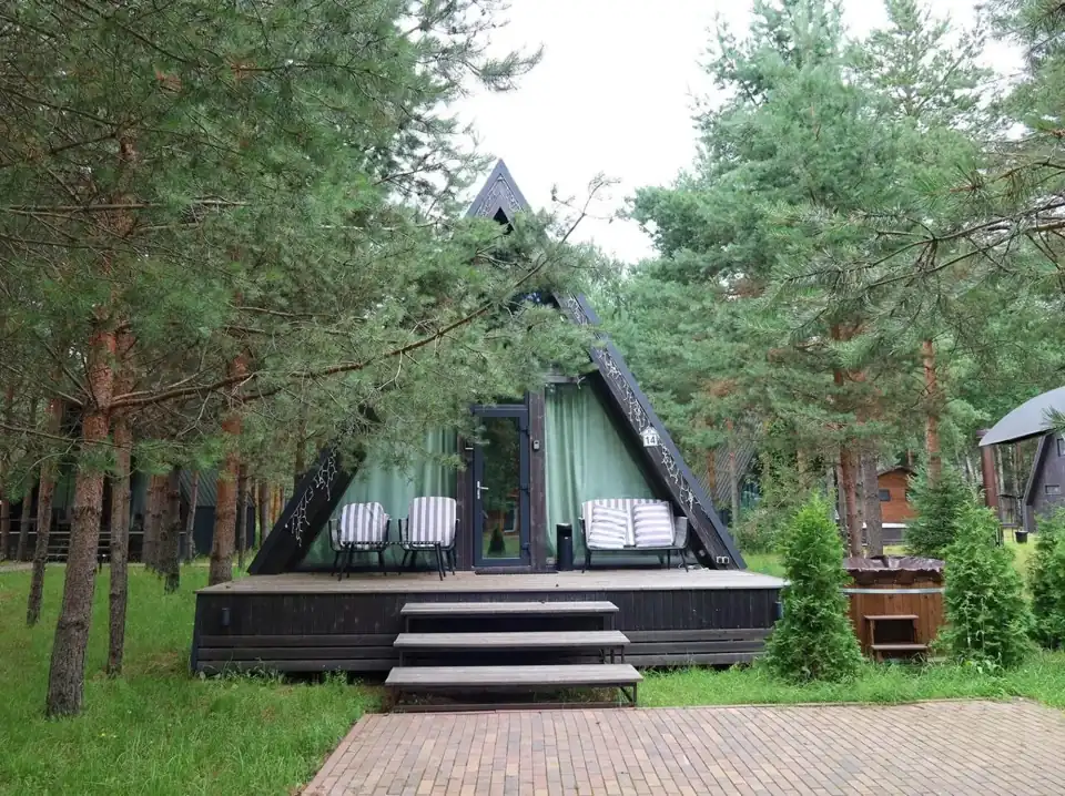 А-фрейм 45 м² с купелью для пары