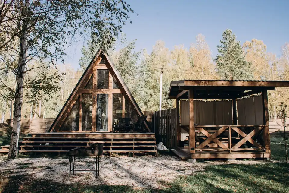 Малый A-frame Sun №2 с качелью и чаном